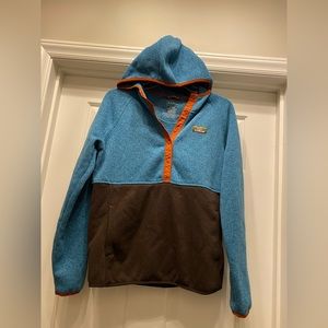L.L. Bean Women's Sweater Fleece Pullover Hoodie Heather Blue Red Size Small